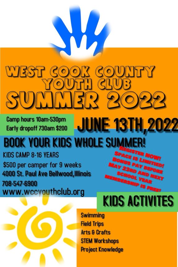 West Cook County Youth Club Summer 2022 Flyer West Cook County Youth Club Summer 2022 Flyer